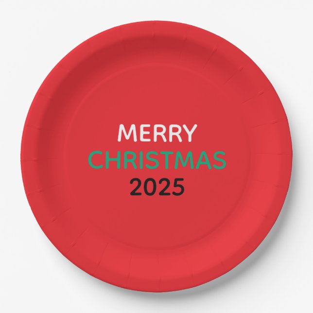 MERRY CHRISTMAS 2025 PAPER PLATES PAPPTELLER (Vorderseite)