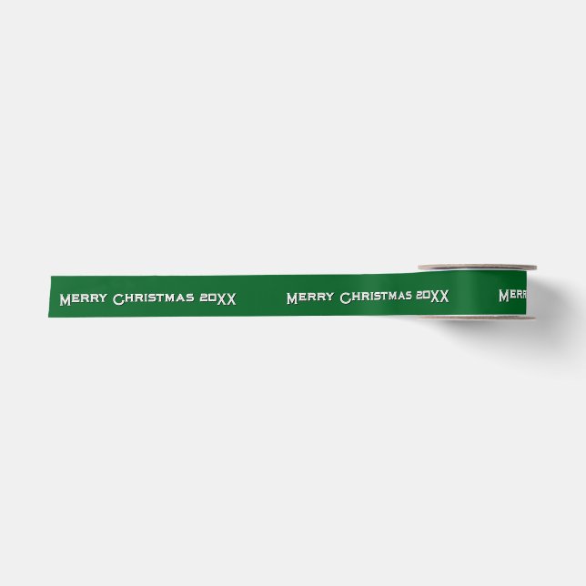 Merry Christmas 20XX Personalized Ribbon Green Satinband (Vorderseite)