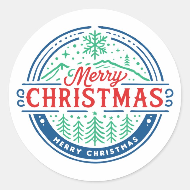 Merry Christmas 2 Runder Aufkleber (Vorderseite)