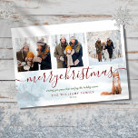 Merry Christmas 3 Photo Collage Winter Fox Feiertagskarte<br><div class="desc">Personalize your special 3 photos,  family name,  and date on this chic holiday card featuring a cute fox on a winter scene woodland background. Designed by Thisisnotme©</div>