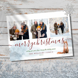 Merry Christmas 3 Photo Collage Winter Fox Feiertagskarte