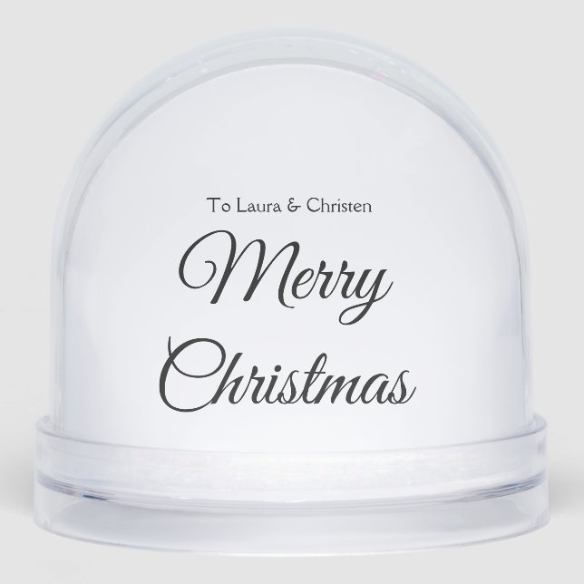 Merry Christmas add name text custom family gift Schneekugeln (Vorderseite)