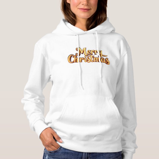 Merry Christmas als Goldener Schriftzug Hoodie (Vorderseite)