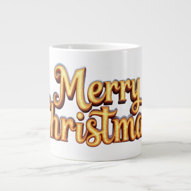 Merry Christmas als Goldener Schriftzug Jumbo-Tasse (Vorderseite)