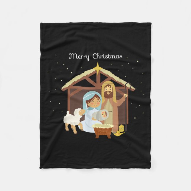 Merry Christmas &amp; Nativity Scene Christian Fai Fleecedecke (Vorderseite)