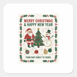 Merry Christmas and a Happy New Year Quadratischer Aufkleber