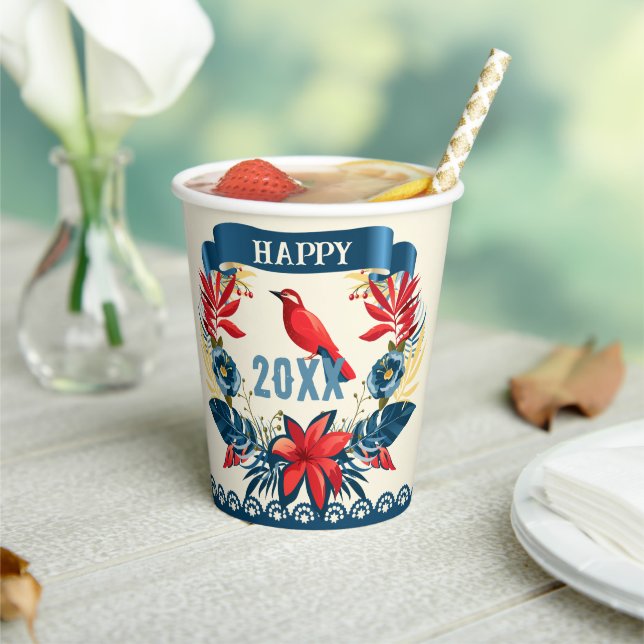 Merry Christmas and Happy New Year! 20XX Red Bird Pappbecher (In Situ)