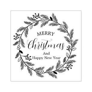 Merry Christmas And Happy New Year Gummistempel