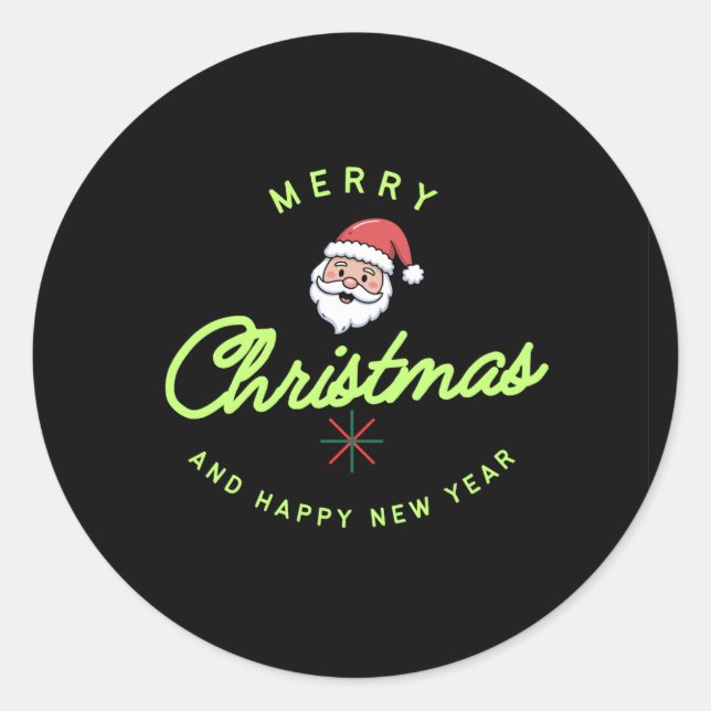 Merry Christmas and Happy New Year Runder Aufkleber (Vorderseite)