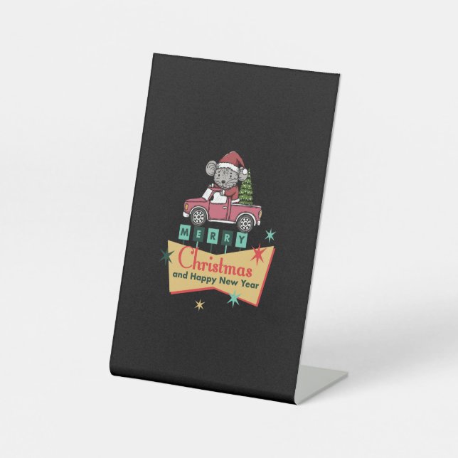 Merry Christmas and Happy New Year Sockelschild (Vorderseite)