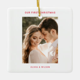 Merry Christmas and Married Photo Keramikornament