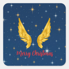 Merry Christmas Angel Wings Quadratischer Aufkleber