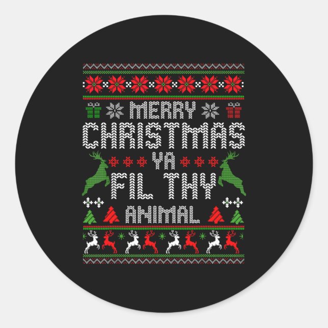 Merry Christmas Animal Filthy Ya Xmas Pajama Chris Runder Aufkleber (Vorderseite)