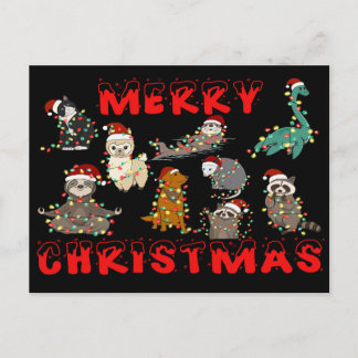Merry Christmas Animals with Lights Postkarte