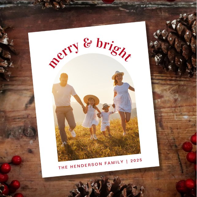 Merry Christmas Arch Photo Budget Holiday Card (Share the love and warmth of the season with your personalized photo Christmas card)