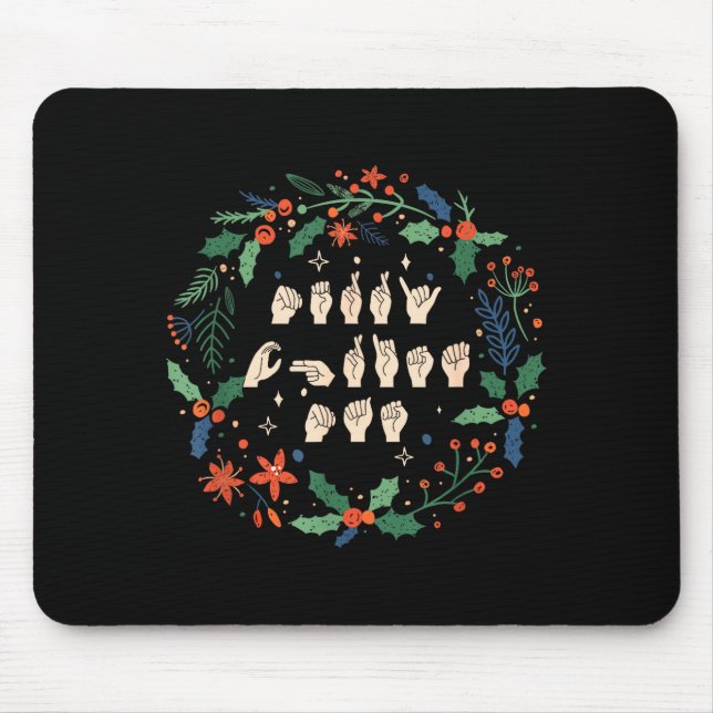 Merry Christmas Asl Sign Language Deaf Sped Women  Mousepad (Vorne)