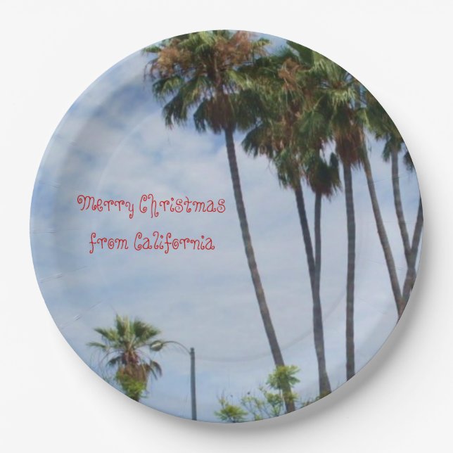 MERRY CHRISTMAS AUS KALIFORNIEN PAPPTELLER (Vorderseite)