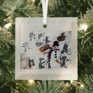 MERRY CHRISTMAS AUS MIKA IM SCHNEE ORNAMENT AUS GLAS