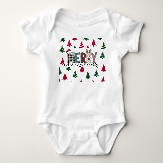 “MERRY Christmas” Baby Bodysuit  Baby Strampler (Vorderseite)