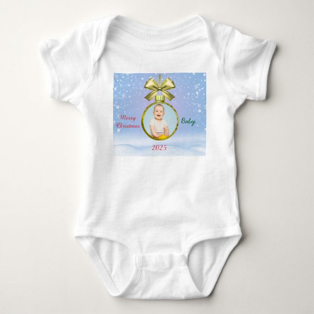 Merry Christmas Baby Photo  Baby Strampler (Vorderseite)