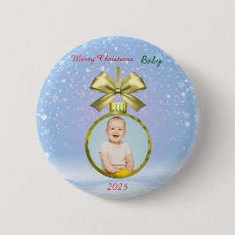 Merry Christmas Baby Photo  Button