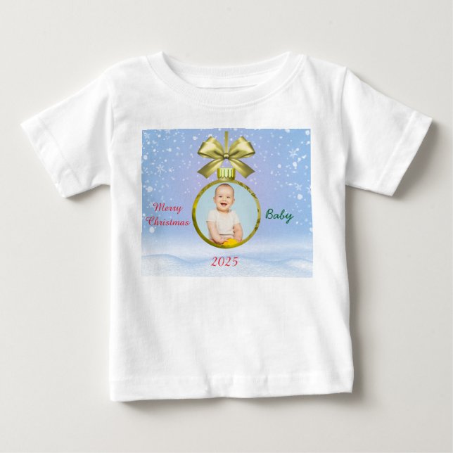 Merry Christmas Baby Photo T-Shirt (Vorderseite)