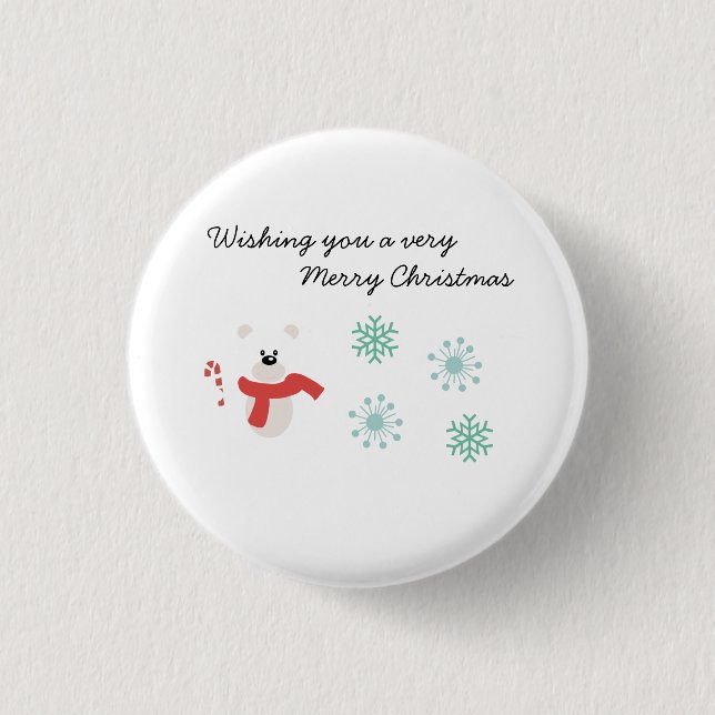 Merry Christmas Bear Button (Vorderseite)