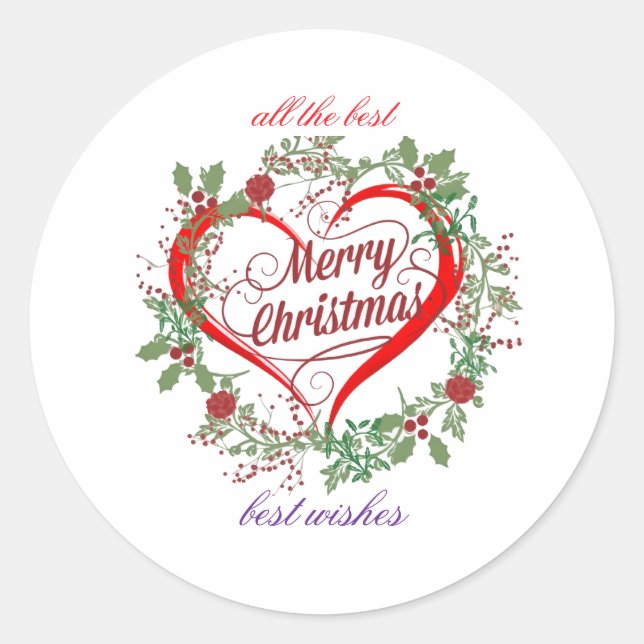 Merry christmas best  wishes runder aufkleber (Vorderseite)