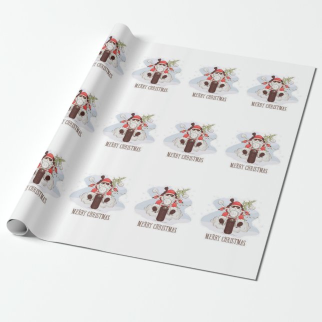 Merry Christmas Biker Santa Geschenkpapier (Ungerollt)