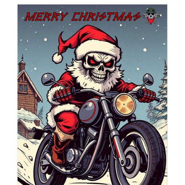 Merry Christmas Biker Skeleton Santa T-Shirt (Von Creator hochgeladen)