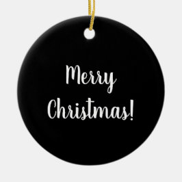Merry Christmas Black and White Typography Keramik Ornament
