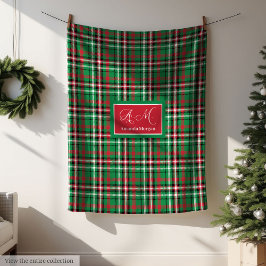 Merry Christmas Blanket Festive Red Green Tartan Fleecedecke
