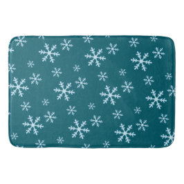 Merry Christmas Blue Snowflake Holiday Winter Badematte