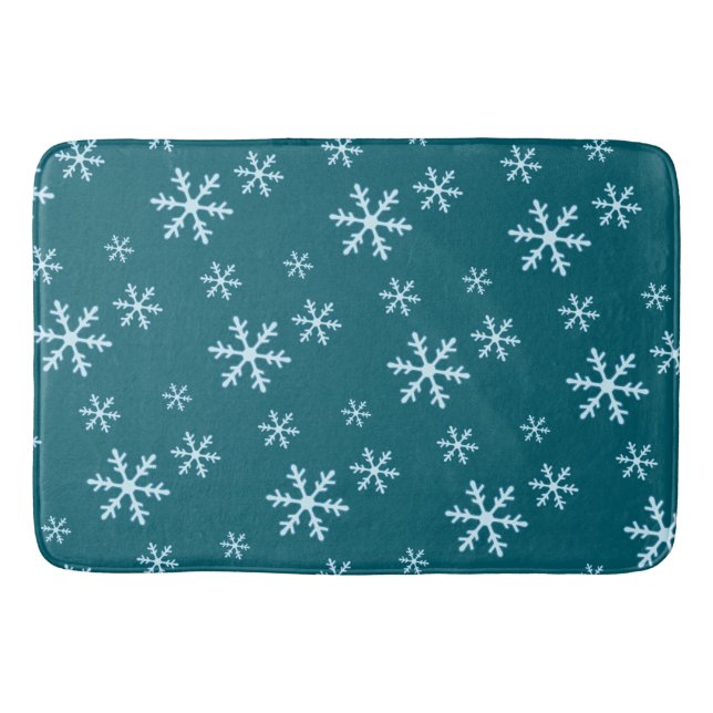 Merry Christmas Blue Snowflake Holiday Winter Badematte (Vorderseite)