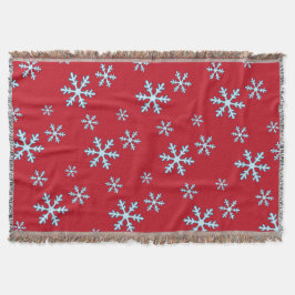 Merry Christmas Blue Snowflake Holiday Winter Decke
