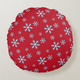 Merry Christmas Blue Snowflake Holiday Winter Rundes Kissen