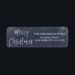 Merry Christmas Blue und Silver Foil Address Label<br><div class="desc">Das weihnachtliche Watercolor Blue und Silver Foil Wrap Around Label sind perfekt für eine moderne und elegante Weihnachtskarte.</div>
