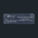 Merry Christmas Blue und Silver Foil Address Label<br><div class="desc">Das weihnachtliche Watercolor Blue und Silver Foil Wrap Around Label sind perfekt für eine moderne und elegante Weihnachtskarte.</div>