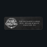 Merry Christmas Boho Chalkboard Return Address<br><div class="desc">Feierliche Weihnachtsfeiertage in Boho - Rücksendeadressen-Aufkleber für Sie,  um mit Ihrem Familiennamen und Adressdaten auf einem Chalkboard-Hintergrund zu personalisieren. Entwickelt von Thisisnotme©</div>