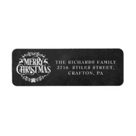 Merry Christmas Boho Chalkboard Return Address