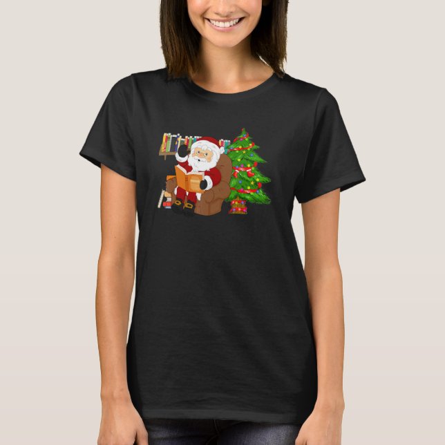 Merry Christmas Book Reading Santa Claus Xmas Book T-Shirt (Vorderseite)