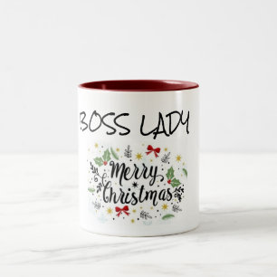 MERRY CHRISTMAS ***BOSS LADY*** HUMOROUS ZWEIFARBIGE TASSE