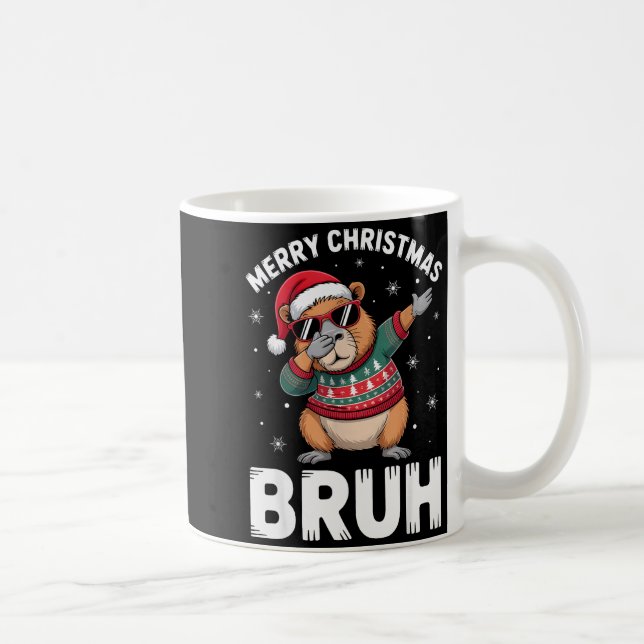 Merry Christmas Bruh Capybara Dabbing Santa Hat Xm Kaffeetasse (Rechts)