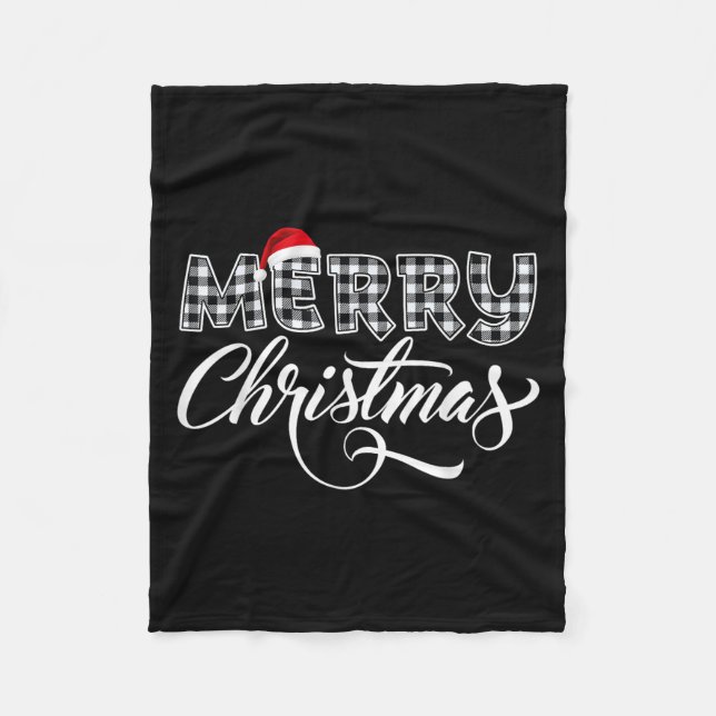 Merry Christmas Buffalo Black And White Plaid For  Fleecedecke (Vorderseite)