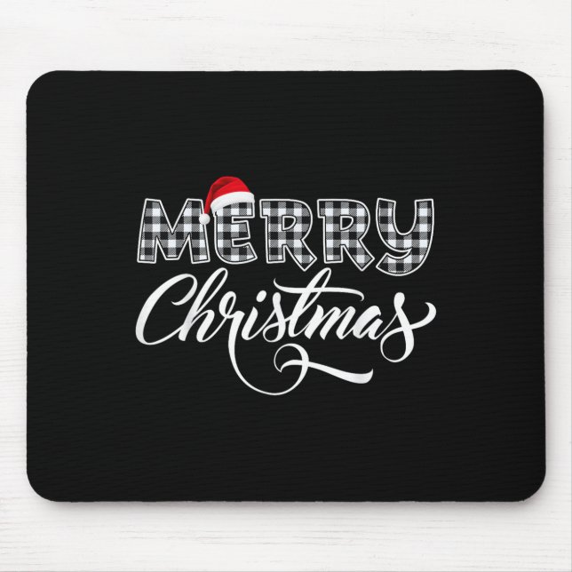 Merry Christmas Buffalo Black And White Plaid For  Mousepad (Vorne)