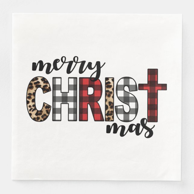 Merry CHRISTmas Buffalo Kariert Serviette (Vorderseite)
