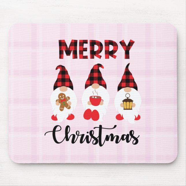 Merry Christmas- Buffalo Pläd Gnomen Mousepad (Vorne)