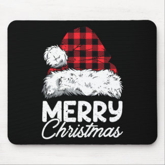 Merry Christmas Buffalo Pläd Red Santa Hat Xmas P Mousepad