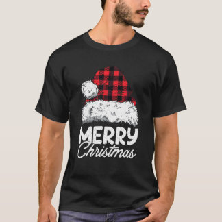 Merry Christmas Buffalo Pläd Red Santa Hat Xmas P T-Shirt