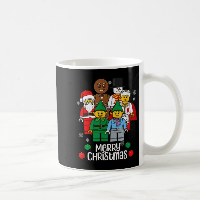Merry Christmas Building Bricks Santa Elf Snowman  Kaffeetasse (Rechts)